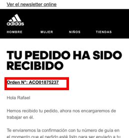 adidas devolucion de pedido.